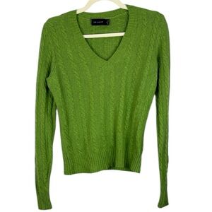 The Limited Green Wool Angora Rabbit Hair Cashmere Blend V-Neck Medium Sweater